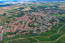 Aerial view of Overview of the town from the northwest in Guntersblum in the state Rhineland-Palatinate, Germany