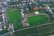 Football field Guntersblum of SV 1921 Guntersblum eV and tennis courts of Tennis-Klub Guntersblum eV in Guntersblum in the state Rhineland-Palatinate, Germany