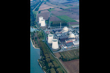 Nuclear power plant in the district Wattenheim in Biblis in the state Hesse, Germany from a drone