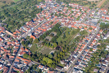 Grave rows on the grounds of the cemetery in Dettenheim in the state Baden-Wurttemberg, Germany