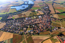 Aerial view of Fishing village from the northeast in Neupotz in the state Rhineland-Palatinate, Germany