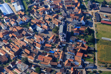 Main Street, Schulstraße and Kirchstr in Neupotz in the state Rhineland-Palatinate, Germany