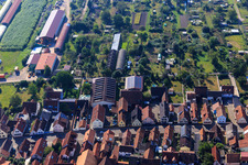 Drone recording of Agricultural halls at Hintergraben in Kandel in the state Rhineland-Palatinate, Germany