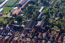 Agricultural halls at Ettenbaum in Kandel in the state Rhineland-Palatinate, Germany from above