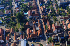 Aerial view of Rheinstraße x Bahnhofstr in Kandel in the state Rhineland-Palatinate, Germany