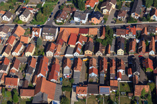 Aerial view of Rheinstraße from the south in Kandel in the state Rhineland-Palatinate, Germany