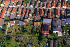 Rheinstraße from the south in Kandel in the state Rhineland-Palatinate, Germany from above