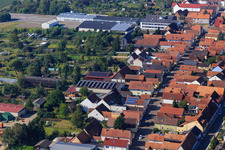 Aerial view of Rheinstraße from the northeast in Kandel in the state Rhineland-Palatinate, Germany