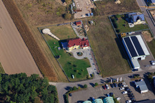 Aerial view of Gereutäcker commercial area in Hatzenbühl in the state Rhineland-Palatinate, Germany