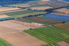 Aerial view of Construction site wind turbine foundation in Hatzenbühl in the state Rhineland-Palatinate, Germany