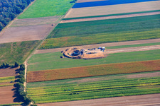 Construction site wind turbine foundation in Hatzenbühl in the state Rhineland-Palatinate, Germany out of the air