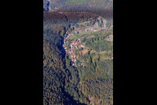 Village view in the Saarbachtal from the south in Hirschthal in the state Rhineland-Palatinate, Germany