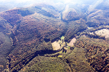 Aerial view of Niedersteinbach in the state Bas-Rhin, France