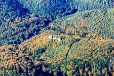 Aerial view of Froensburg in Lembach in the state Bas-Rhin, France