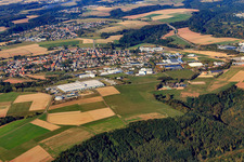 View from the south with WASGAU logistics center and energy park, testing and research institute Pirmasens eV in the district Winzeln in Pirmasens in the state Rhineland-Palatinate, Germany