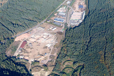Aerial view of Industriestrasse in Hinterweidenthal in the state Rhineland-Palatinate, Germany