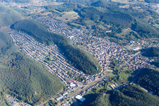 Dahn in the state Rhineland-Palatinate, Germany seen from above