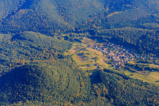 Aerial view of Village view in the Palatinate Forest from the northwest in Böllenborn in the state Rhineland-Palatinate, Germany