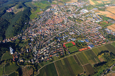 Aerial view of City overview from the southwest in Oberotterbach in the state Rhineland-Palatinate, Germany