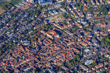 City center with castle from the southwest in Bad Bergzabern in the state Rhineland-Palatinate, Germany