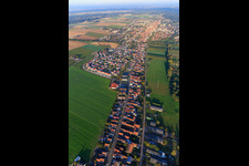 Oblique view of Saarstrasse in the evening from the west in Kandel in the state Rhineland-Palatinate, Germany
