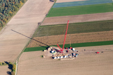 Construction site for wind turbine installation in Hatzenbuehl in the state Rhineland-Palatinate, Germany
