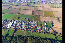 Commercial area Auf d. Weide from the south in the district Niederlustadt in Lustadt in the state Rhineland-Palatinate, Germany