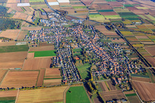Overview of the town in front of the B9 from the west in Schwegenheim in the state Rhineland-Palatinate, Germany