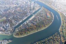 Aerial photograpy of Park Island in the district Süd in Ludwigshafen am Rhein in the state Rhineland-Palatinate, Germany