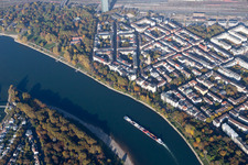 Aerial photograpy of Stephanienufer in the district Lindenhof in Mannheim in the state Baden-Wuerttemberg, Germany