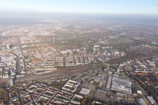 District Lindenhof in Mannheim in the state Baden-Wuerttemberg, Germany out of the air