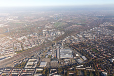 District Lindenhof in Mannheim in the state Baden-Wuerttemberg, Germany seen from above