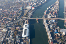 Aerial view of Rhine Gallery in the district Mitte in Ludwigshafen am Rhein in the state Rhineland-Palatinate, Germany