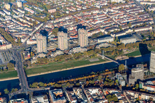 River - bridge construction ueber den Neckar in the district Neckarstadt in Mannheim in the state Baden-Wurttemberg, Germany