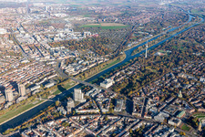 Neckar bridges in the district Oststadt in Mannheim in the state Baden-Wuerttemberg, Germany