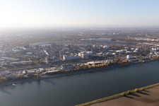 Aerial photograpy of District BASF in Ludwigshafen am Rhein in the state Rhineland-Palatinate, Germany