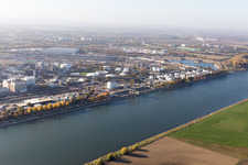 Oblique view of District BASF in Ludwigshafen am Rhein in the state Rhineland-Palatinate, Germany