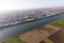 District BASF in Ludwigshafen am Rhein in the state Rhineland-Palatinate, Germany from above