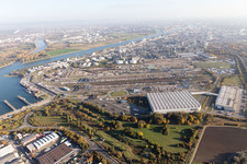 Aerial photograpy of North in the district BASF in Ludwigshafen am Rhein in the state Rhineland-Palatinate, Germany