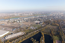 North in the district BASF in Ludwigshafen am Rhein in the state Rhineland-Palatinate, Germany from above