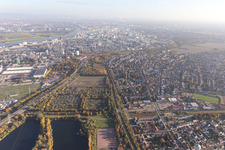 Bird's eye view of District Oppau in Ludwigshafen am Rhein in the state Rhineland-Palatinate, Germany