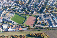 Drone image of District Oppau in Ludwigshafen am Rhein in the state Rhineland-Palatinate, Germany