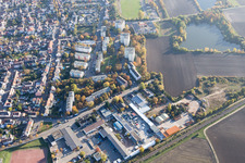 District Oppau in Ludwigshafen am Rhein in the state Rhineland-Palatinate, Germany from the drone perspective