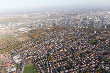 Aerial view of District Oppau in Ludwigshafen am Rhein in the state Rhineland-Palatinate, Germany