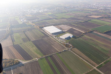 Aerial view of Construction site to build a new building complex on the site of the logistics center of  Inc. in Frankenthal in the state Rhineland-Palatinate