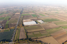 Aerial photograpy of Construction site to build a new building complex on the site of the logistics center of  Inc. in Frankenthal in the state Rhineland-Palatinate