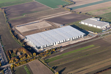 Construction site to build a new building complex on the site of the logistics center of  Inc. in Frankenthal in the state Rhineland-Palatinate from above