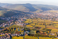 Village - view on the edge of wine yards in the district Hambach in Neustadt an der Weinstrasse in the state Rhineland-Palatinate, Germany