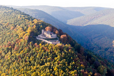 Ruins and vestiges of the former castle and fortress Burgruine Rietburg in Rhodt unter Rietburg in the state Rhineland-Palatinate, Germany