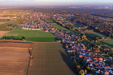 Aerial view of View of the town in the evening from the west in Kandel in the state Rhineland-Palatinate, Germany
